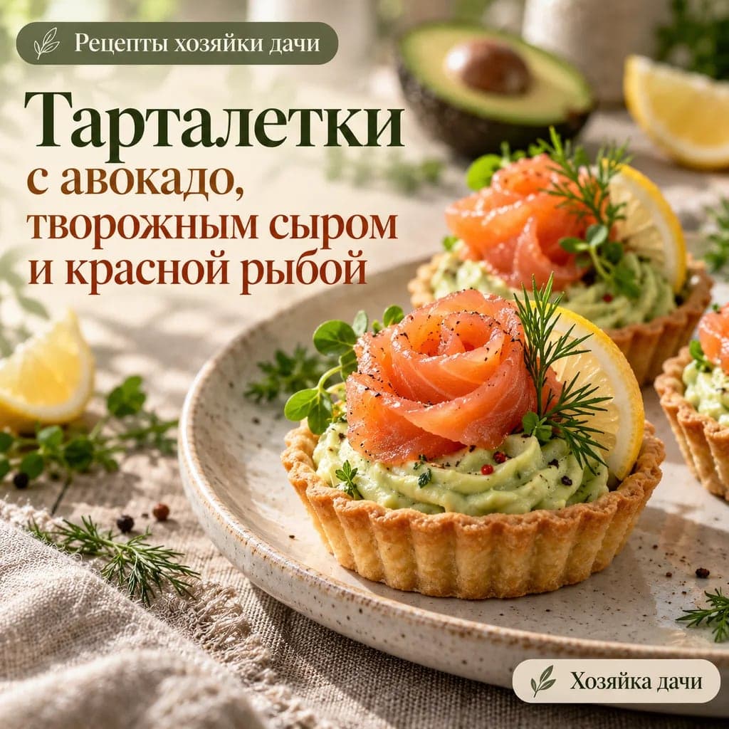 Тарталетки с авокадо, творожным сыром и красной рыбой
